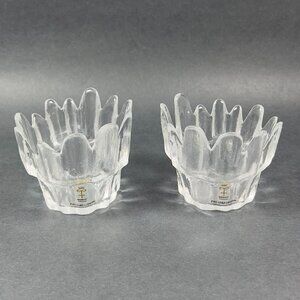 Skruf Art Crystal Glass Ice Frosted Votive Tea light Candle Holder Sweden